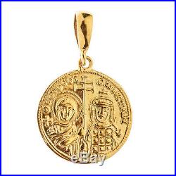 Savati 18K Solid Gold Byzantine Constantinato Coin Pendant