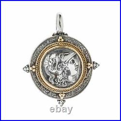 Savati 22K Solid Gold and Sterling Silver Athena Single Sided Coin Pendant