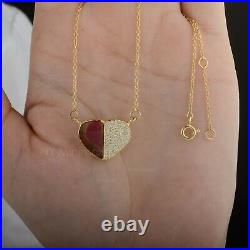 Separate Heart Pendant Necklace 18K Solid Gold Diamond Fine Love Beauty Necklace