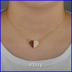 Separate Heart Pendant Necklace 18K Solid Gold Diamond Fine Love Beauty Necklace