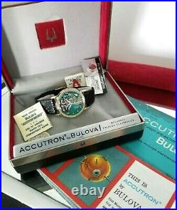 Serviced 14K Solid Gold Bulova Accutron Spaceview. Box/Coin/Extra Bat. FREE SHIP