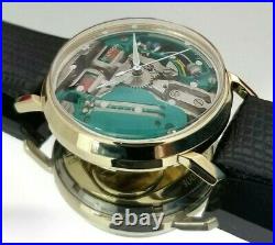 Serviced 14K Solid Gold Bulova Accutron Spaceview. Box/Coin/Extra Bat. FREE SHIP