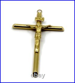 Sign NR Crucifix Cross Religious Pendant in 14K Solid Yellow Gold