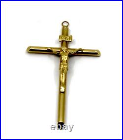 Sign NR Crucifix Cross Religious Pendant in 14K Solid Yellow Gold