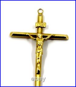 Sign NR Crucifix Cross Religious Pendant in 14K Solid Yellow Gold