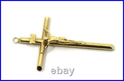 Sign NR Crucifix Cross Religious Pendant in 14K Solid Yellow Gold