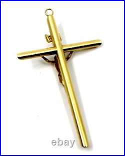 Sign NR Crucifix Cross Religious Pendant in 14K Solid Yellow Gold