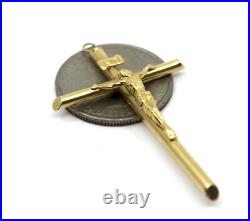 Sign NR Crucifix Cross Religious Pendant in 14K Solid Yellow Gold