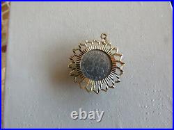 Solid14K Yellow Gold Bezel Ornate Coin Holder Medallion Pendant 3.1gr