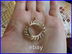 Solid14K Yellow Gold Bezel Ornate Coin Holder Medallion Pendant 3.1gr