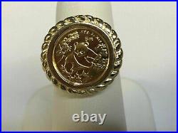 Solid 10K Yellow Gold CHINESE PANDA BEAR COIN Beauty Vintage Wedding Gold Ring
