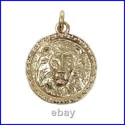 Solid 14K Made to Order 585 Christian Lion Coin Charm Pendant Necklace Made USA