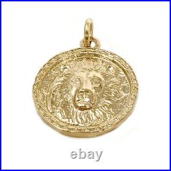 Solid 14K Made to Order 585 Christian Lion Coin Charm Pendant Necklace Made USA
