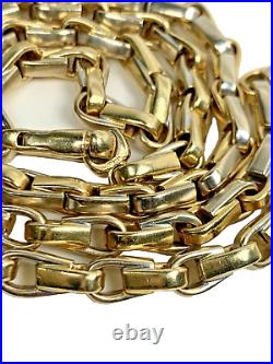 Solid 14K White & Yellow Gold Oval Link Curb Chain Men's Necklace 24 Italy