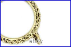 Solid 14K YG Coin Rope Bezel Pendant Charm 2.5 6.5g Yellow Gold