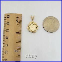 Solid 14K Yellow Gold Coin Bezel Pendant, 3.3 grams, Maximiliano 1865 Imperio Peso