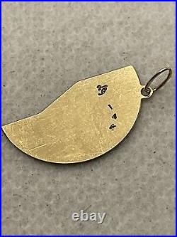 Solid 14K Yellow Gold ONE-PIECE MIZPAH COIN Charm Pendant (25mm x 11.3mm) 0.5gr