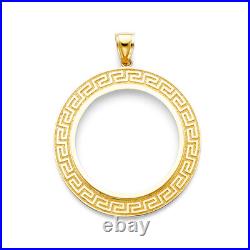 Solid 14K gold Greek bezel for Mexican 50 Pesos EJCM34907 Solid 14K gold Greek bezel for Mexican 50 Pesos EJCM34907