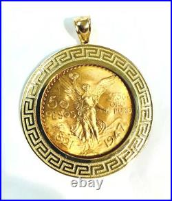 Solid 14K gold Greek bezel for Mexican 50 Pesos EJCM34907 Solid 14K gold Greek bezel for Mexican 50 Pesos EJCM34907