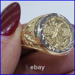 Solid 14k Gold 50 Pesos Coin Centenario Ring Size 8 9 10 11 12