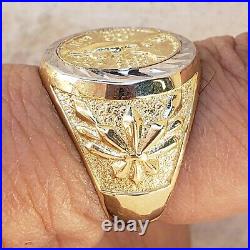 Solid 14k Gold 50 Pesos Coin Centenario Ring Size 8 9 10 11 12