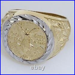 Solid 14k Gold 50 Pesos Coin Centenario Ring Size 8 9 10 11 12