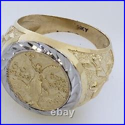 Solid 14k Gold 50 Pesos Coin Centenario Ring Size 8 9 10 11 12