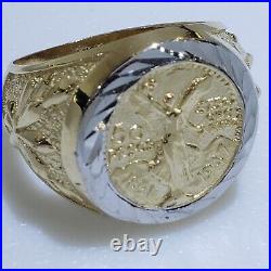 Solid 14k Gold 50 Pesos Coin Centenario Ring Size 8 9 10 11 12