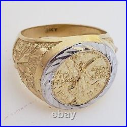 Solid 14k Gold 50 Pesos Coin Centenario Ring Size 8 9 10 11 12