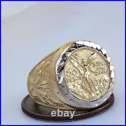 Solid 14k Gold 50 Pesos Coin Centenario Ring Size 8 9 10 11 12