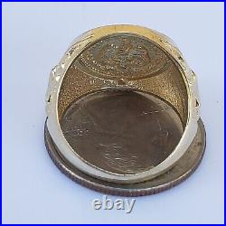 Solid 14k Gold 50 Pesos Coin Centenario Ring Size 8 9 10 11 12