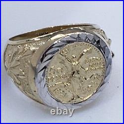 Solid 14k Gold 50 Pesos Coin Centenario Ring Size 8 9 10 11 12