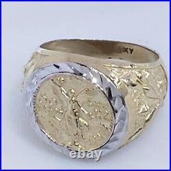 Solid 14k Gold 50 Pesos Coin Centenario Ring Size 8 9 10 11 12