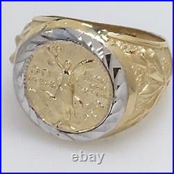 Solid 14k Gold 50 Pesos Coin Centenario Ring Size 8 9 10 11 12