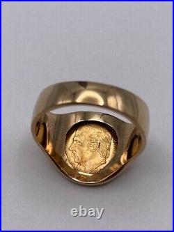 Solid 14k Gold Coin Ring with 22k Gold Peso Coin