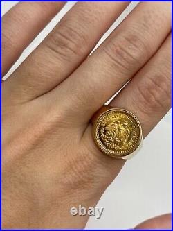 Solid 14k Gold Coin Ring with 22k Gold Peso Coin