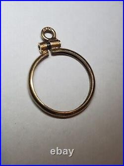 Solid 14k Yellow Gold Coin Holder Pendant Antique