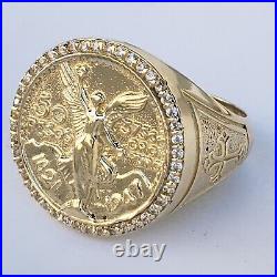 Solid 14k Yellow Gold Cross 50 Pesos Centenario Ring Size 8 9.5 10 11 12