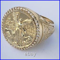 Solid 14k Yellow Gold Cross 50 Pesos Centenario Ring Size 8 9.5 10 11 12