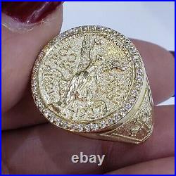 Solid 14k Yellow Gold Cross 50 Pesos Centenario Ring Size 8 9.5 10 11 12