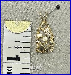 Solid 14k Yellow Gold Unique Nugget Hammered Gold Pendant Charm 3/4 2.50g