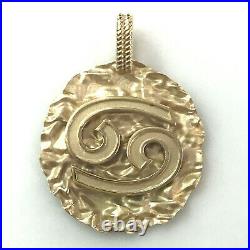Solid 14k Yellow Gold Zodiac Medallion Custom Aquarius Carved Coin Pendant 1.57