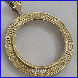 Solid 14k gold 20 pesos Coin Frame pendant Mexican bezel