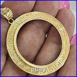 Solid 14k gold 20 pesos Coin Frame pendant Mexican bezel