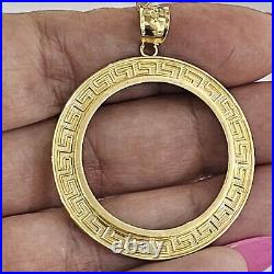 Solid 14k gold 20 pesos Coin Frame pendant Mexican bezel