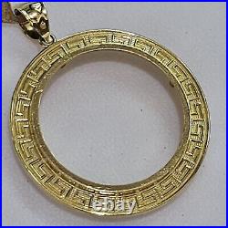 Solid 14k gold 20 pesos Coin Frame pendant Mexican bezel