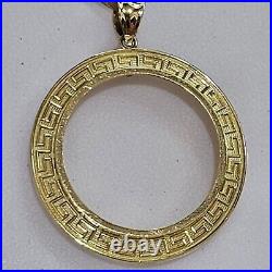 Solid 14k gold 20 pesos Coin Frame pendant Mexican bezel