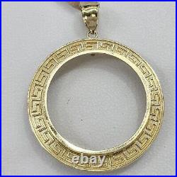 Solid 14k gold 20 pesos Coin Frame pendant Mexican bezel