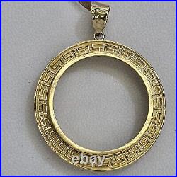 Solid 14k gold 20 pesos Coin Frame pendant Mexican bezel