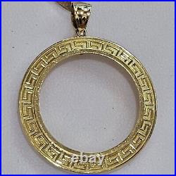 Solid 14k gold 20 pesos Coin Frame pendant Mexican bezel